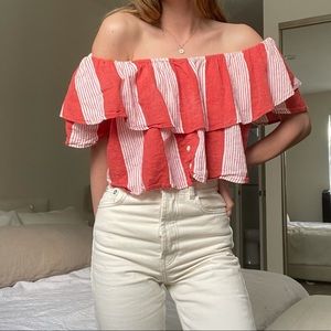 Faithfull Red Crop Strapless Top